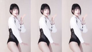 BJㅎ갱 흰색 셔츠 가죽 하이레그 리액션컷 korean bj
