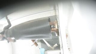 【トイレ撮影】前後ダブルアングル、極上無毛うんち、おばさんの下着着替え33V ipcam 2 (3)