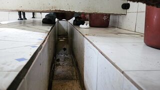 女性が乾いたトイレをこっそり撮影しながら拍手をする - 画面いっぱいに糞便が映る、下痢エピソード34 toilet 3 05
